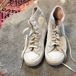 Converse Women's Fuzzy Cream Sneakers